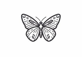 Obraz premium Line icon of butterfly for tattoos or ornaments. Butterfly insect with ornaments on wings, abstract ornamented thin line doodle decoration for patterns.