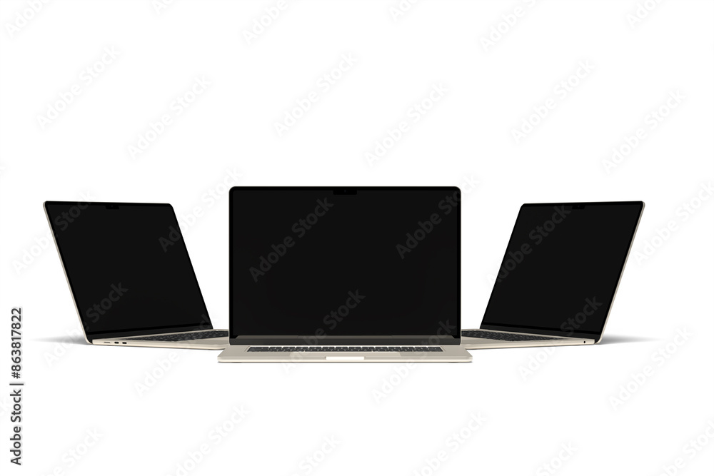 Wall mural realistic laptop mockup blank