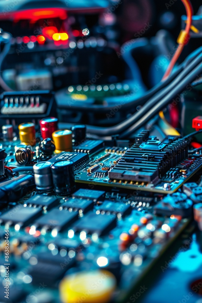 Poster car electronics repair service background generative ai