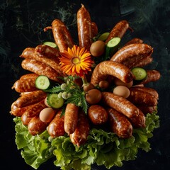 Edible Bouquet, Surprising Sausages Bouquet of Meat Products as an Original Salami Gift, Unusual Bouquet