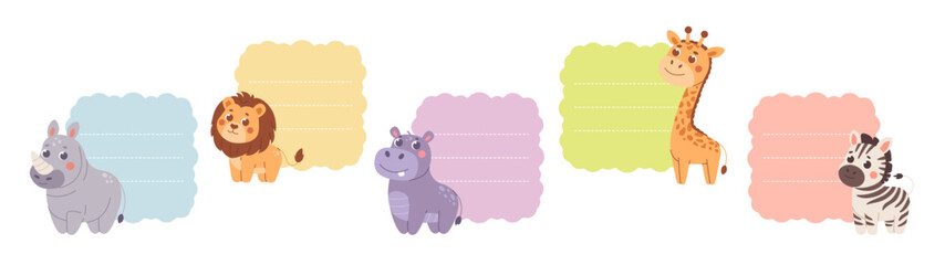 Animals colorful sticky notes.  Memo pad with childrens character . Reminder pad.