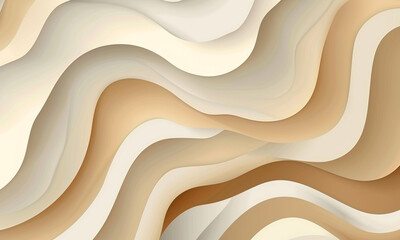Obraz premium Abstract beige layered paper background with wave and curve. Abstract brown and beige paper cut wavy shapes layers background
