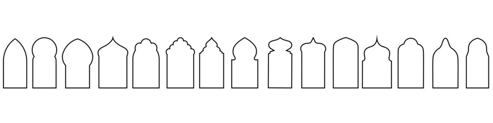 Arabian window icon vector set. Window illustration sign collection. Arabic style symbol or logo.