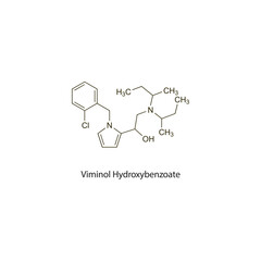 Viminol flat skeletal molecular structure Opioid analgesic drug used in Pain treatment. Vector illustration scientific diagram.