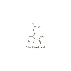 Salamidacetic Acid flat skeletal molecular structure NSAID drug used in Pain treatment. Vector illustration scientific diagram.