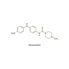Amocarzine flat skeletal molecular structure Anthelmintic agent drug used in worm infection treatment. Vector illustration scientific diagram.