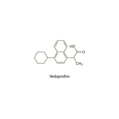 Vedaprofen flat skeletal molecular structure NSAID drug used in Pain treatment. Vector illustration scientific diagram.
