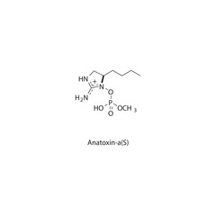 Anatoxin-a(S) skeletal structure diagram. compound molecule scientific illustration.