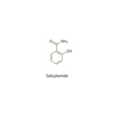 Salicylamide flat skeletal molecular structure NSAID drug used in Pain treatment. Vector illustration scientific diagram.
