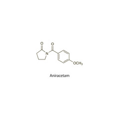 Aniracetam flat skeletal molecular structure Racetam Nootropic drug used in Dementia treatment. Vector illustration scientific diagram.