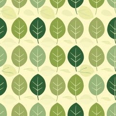 Seamless Pattern with Green Leaves on Light Background. Perfect for Nature, Spring, or Eco-Friendly Designs.