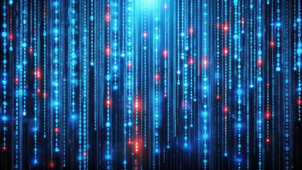 Blue matrix code structure with red dangerous code lines, waves, blue, matrix, code, structure, red, dangerous, lines,