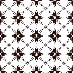 Fototapeta premium Seamless black and white floral pattern. Monochrome geometric background. Abstract floral texture. Ideal for fabric, textile, wallpaper, packaging