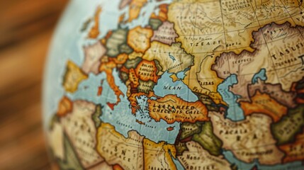 Close-up of a globe with a focus on Europe High quality images