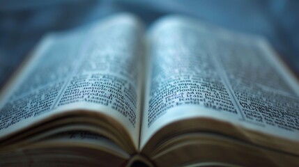 Fototapeta premium Close-up of an open dictionary with a focus on words High quality images