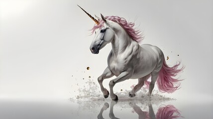 unicorn horse runs gallop in the wind