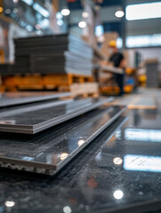Metal sheets in a factory