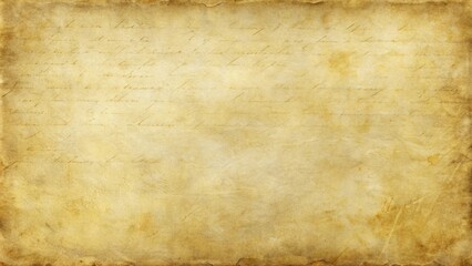 Obraz premium Faded cream-colored background with yellowed edges, worn corners, and subtle texture, adorned with elegant handwritten script and rustic paper fibers.