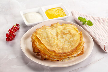 Sweet homemade thick baked pancakes