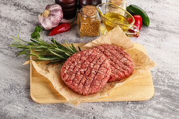 Raw burger cutlet for grill