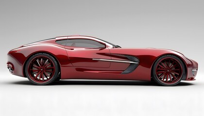 Naklejka premium red sports car is parked on a white background