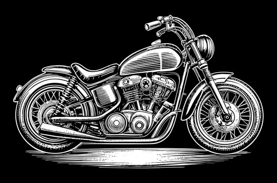 recommend clip art: white motorcycle on a black background