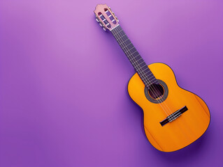 Obraz premium Strumming Elegance: Classic Guitar on a Vibrant Violet Background