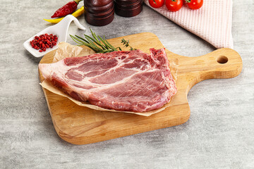 Raw pork neck steak uncoocked