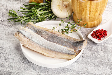 Pickled atlantic tasty herring fillet