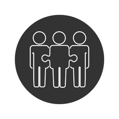 Business collaboration line icon, teamwork puzzle, people team for work in office, concept partnership,  editable stroke vector illustration
