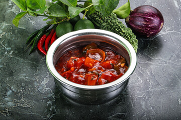 Chinese cuisine - chicken in sweet and sour sauce