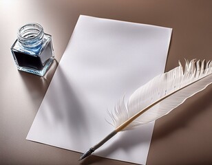 paper with ink and feather 