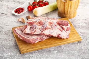 Raw pork ribs for barbecue