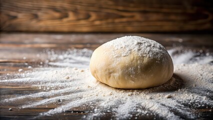 Freshly made dough ball with flour on the table, dough, flour, baking, cooking, preparation, homemade, kneading, ingredients