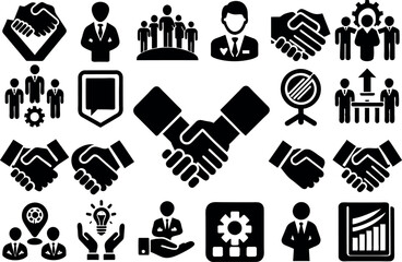 Partnership and Hands related concept editable stroke outline icons isolated on white background flat vector illustration