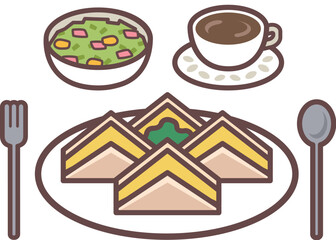 タマゴサンドのセット・イラストアイコン素材