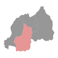 Obraz premium Southern Province map, administrative division of Rwanda. Vector illustration.