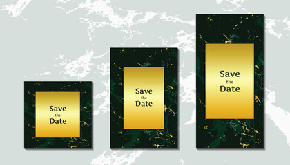 invitation card marble design gold and green elegant with frame vector design template1