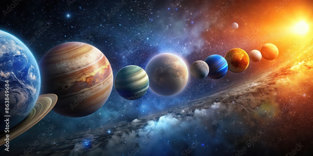 Poster Planets Celestial Harmony render, planets, celestial, harmony,render, universe, stars, galaxies, cosmic