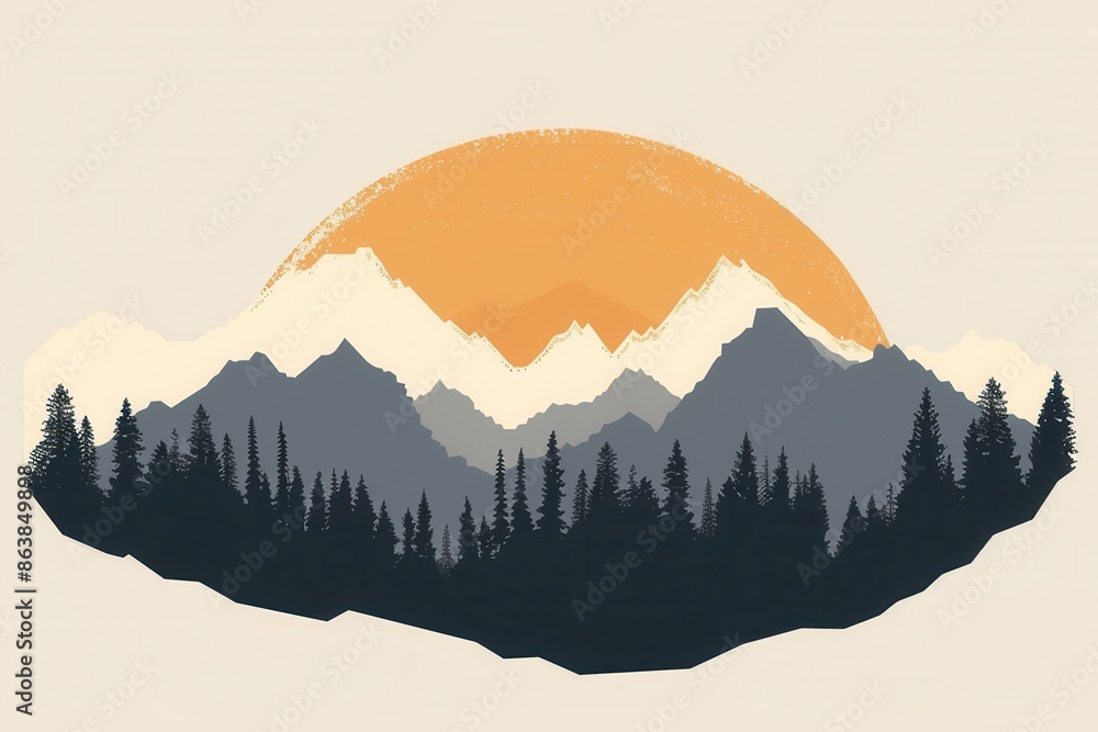 Poster a tranquil and inspiring image of a mountain range at dawn, with the peaks illuminated by the first 
