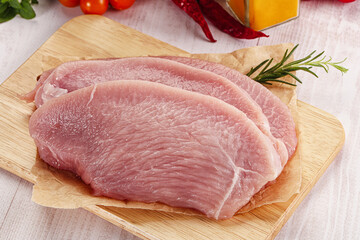 Raw uncooked turkey fillet steak
