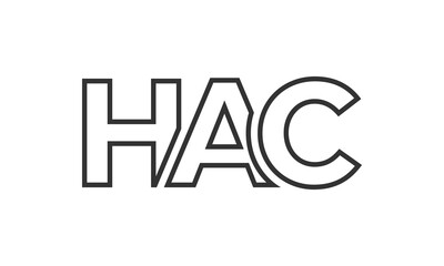 HAC logo design template with strong and modern bold text. Initial based vector logotype featuring simple and minimal typography. Trendy company identity.