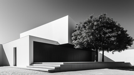 black and white architecture facade 3d rendered texture
