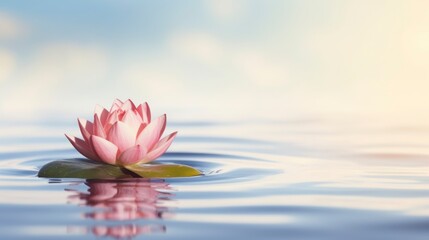 Beautiful lotus flower on the water with copy space for background