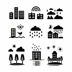 Pictograms, environmental protection, climate change