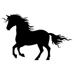 Obraz premium A black silhouette of a horse with a flowing mane