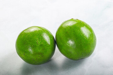 Two ripe green exotic avocado fruit