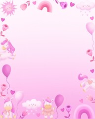  pink rainbow kids print paper