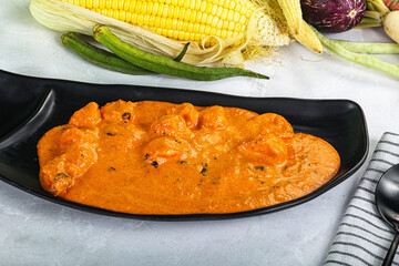 Indian cuisine - spicy prawn masala
