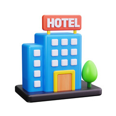 hotel 3d render icon